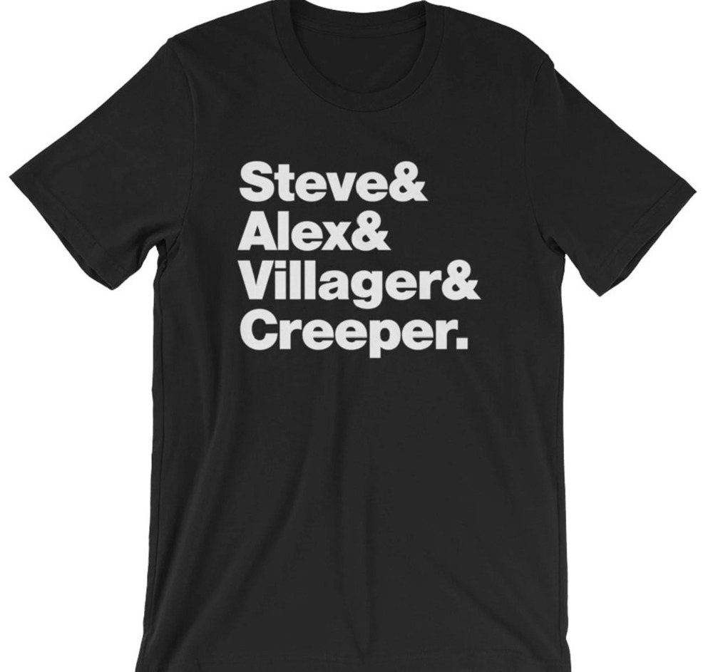 Minecraft Shirt - Steve, Alex, Villager, And Creeper - Video Game Shirt